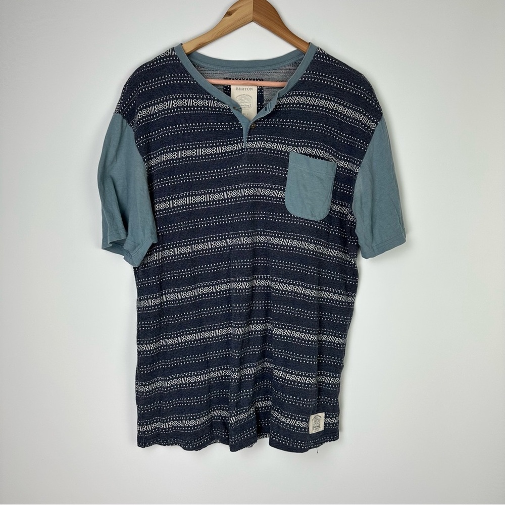 Burton Navy and Light Blue Short Sleeve Tee Shirt